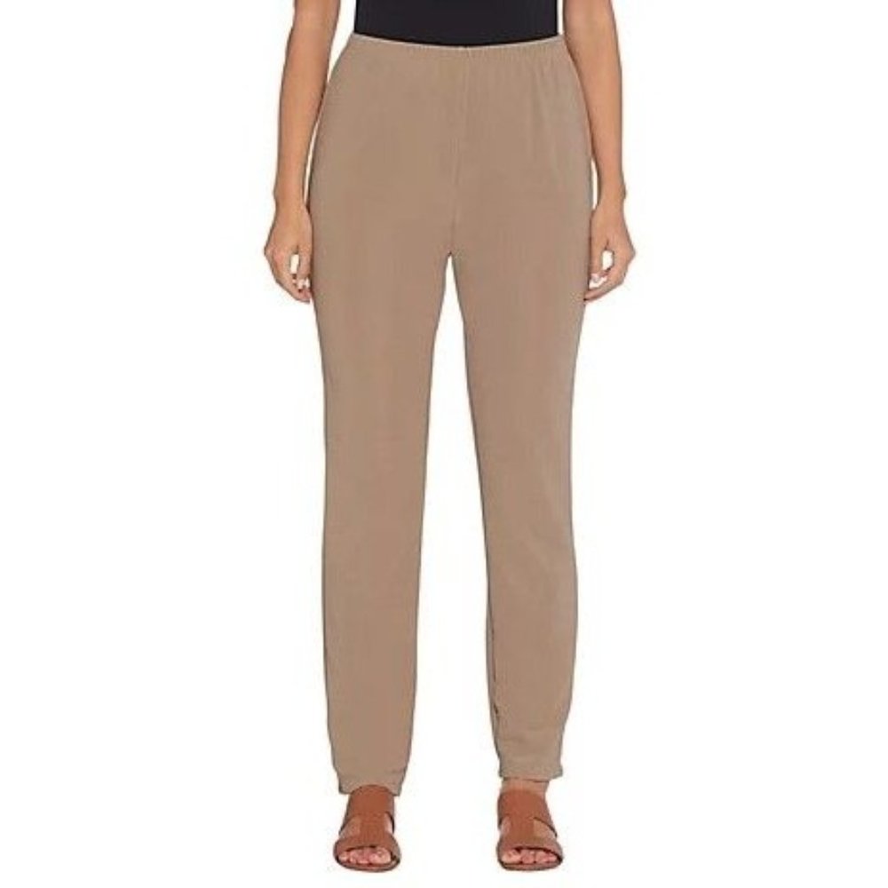 Susan Graver Essentials Knit Regular Skinny Pants 241-060 Mushroom Large